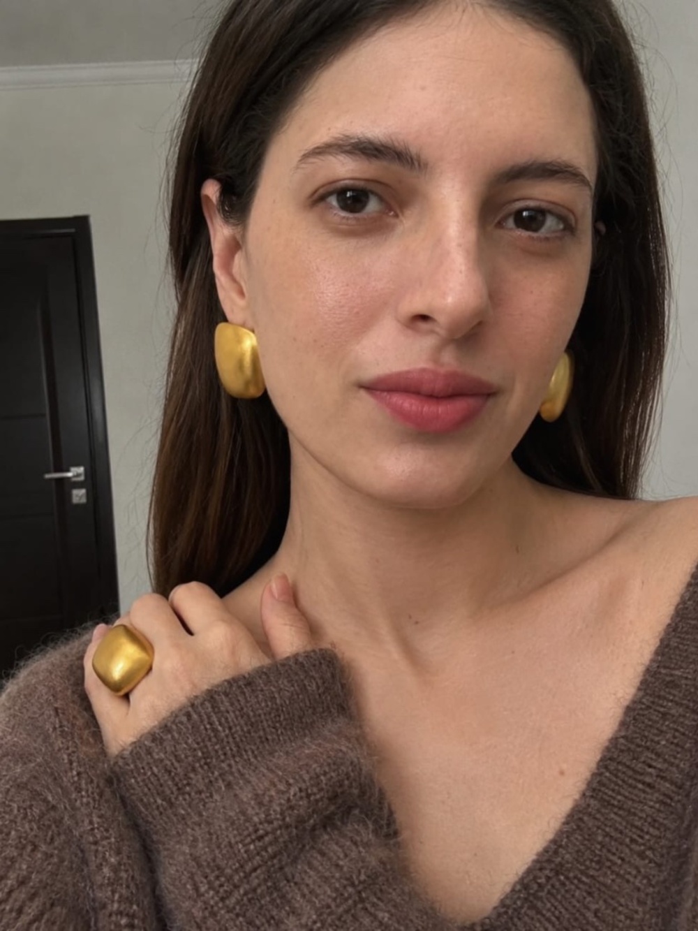 Golden Statement Earring & Ring Set